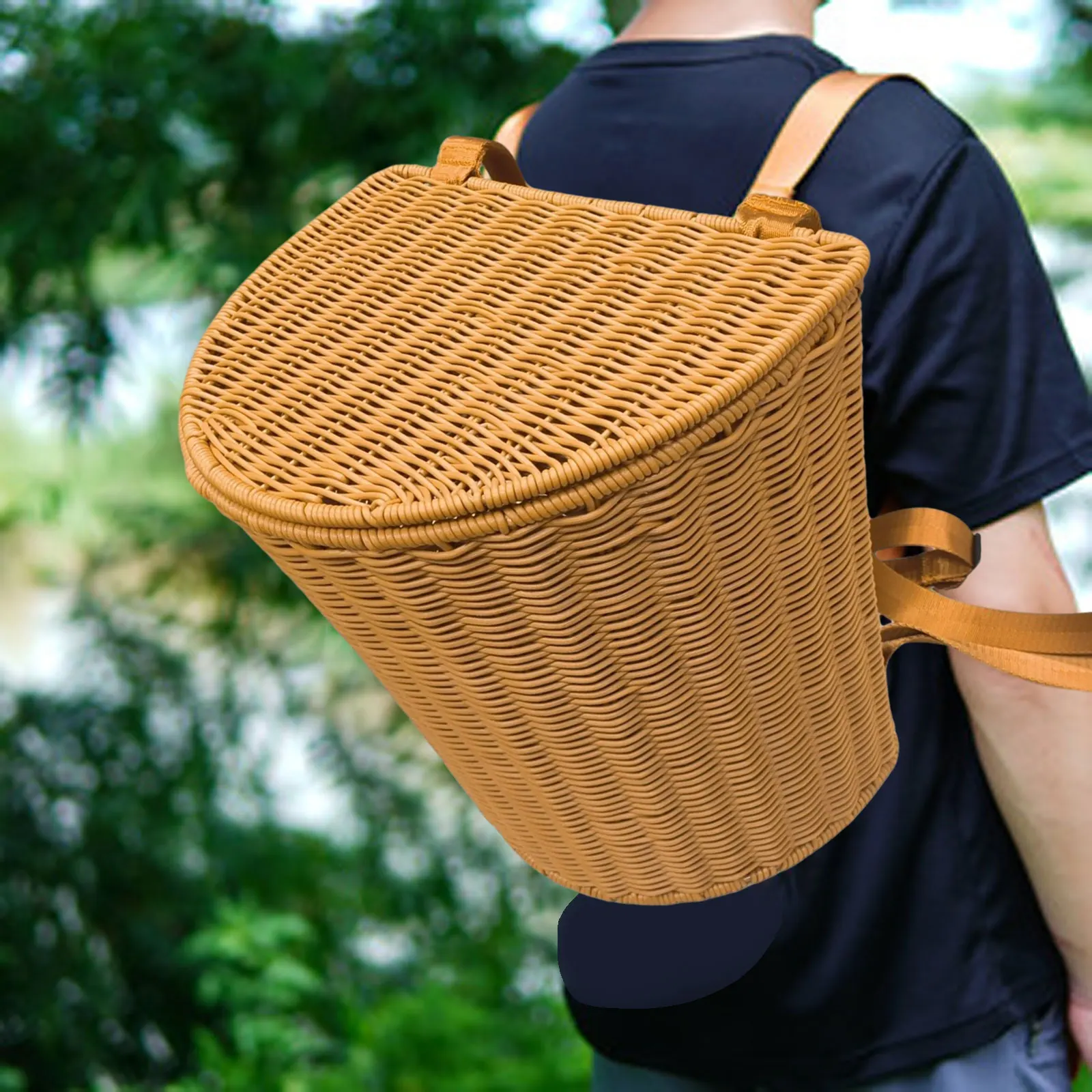 Handwoven Back Basket Easter Picnic Basket Multi-use Foraging Basket Shopping Basket for Tea Picking Candy Storage Vegetables