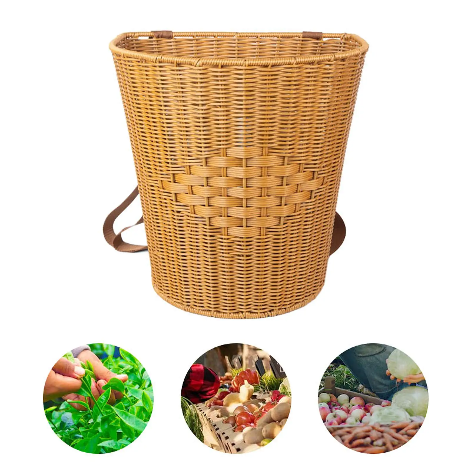 Handwoven Back Basket Easter Picnic Basket Multi-use Foraging Basket Shopping Basket for Tea Picking Candy Storage Vegetables - Image 4