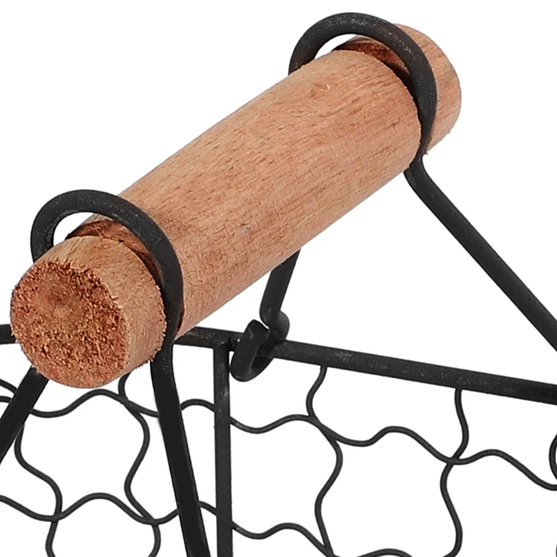 Wooden Handle Metal Retro Basket Portable Multi-Function Vegetable Fruit Egg Groceries Practical Storage Basket Organizer Retail - Image 6