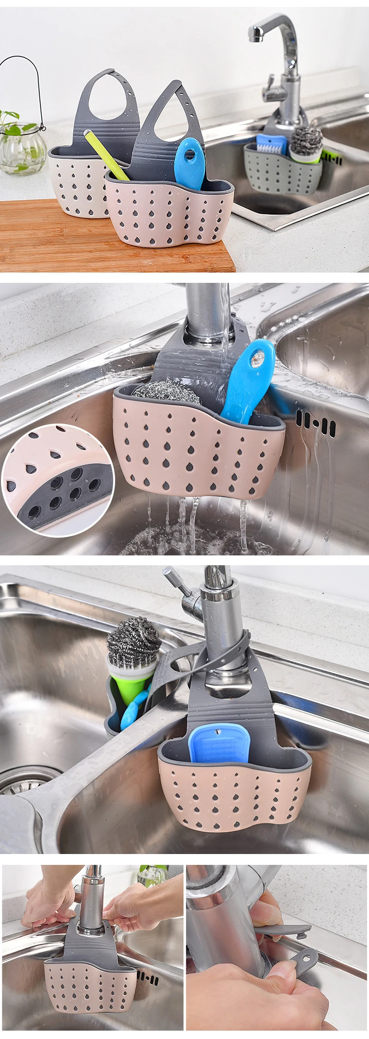 Kitchen Sink Holder Hanging Drain Basket Adjustable Soap Sponge Shelf Organizer Bathroom Faucet Holder Rack Kitchen Accessories - Image 18