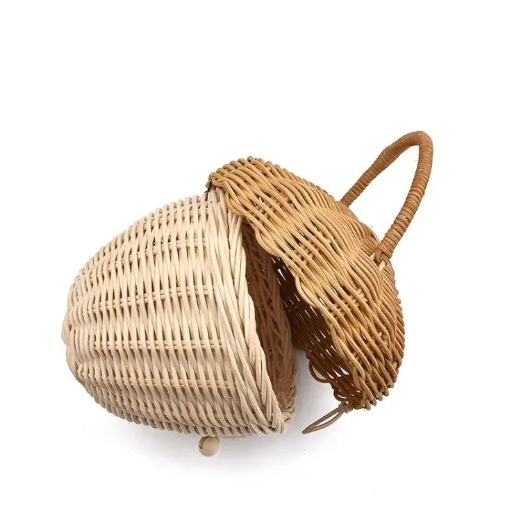 Rattan Woven Mushroom Basket Summer Portable Children Woven Bags Outdoor Vacation Picnic Baskets Kids Toy Sundries Organizer - Image 27