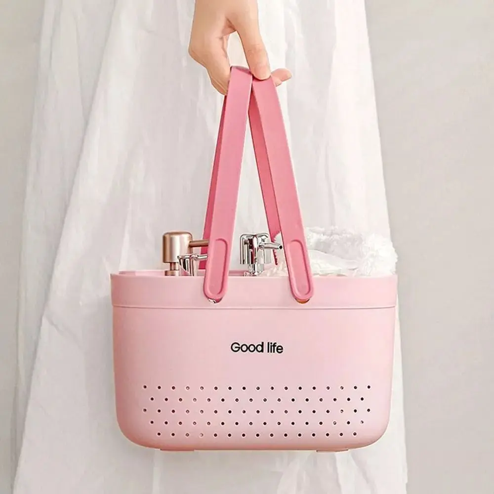 New Large Capacity Wash Basket Plastic Portable Bath Basket Silicone Handheld Space Saving Sundries Storage Basket - Image 21