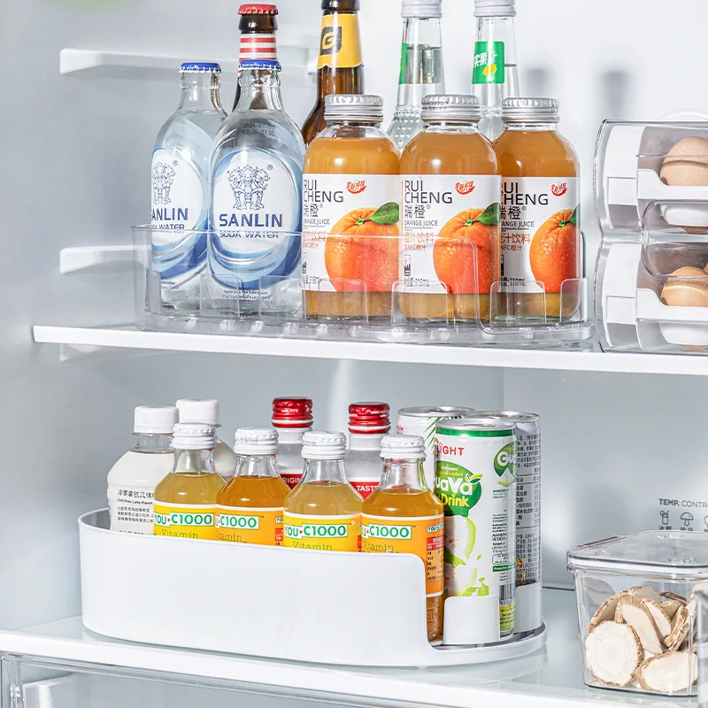 360 Rotating Refrigerator Storage Box Multifunctional Spice Organizer Simple Drink Tray for Kitchen Countertop - Image 4