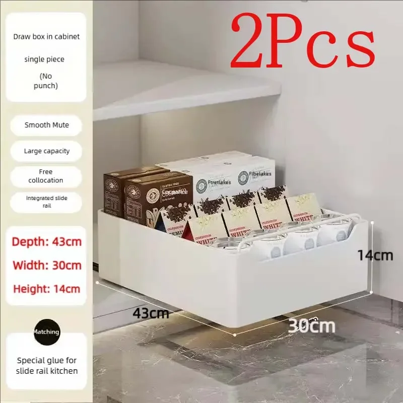 New Kitchen Storage Rack with Slide Rails Pull-out Kitchen Drawer Type Storage Tray Spice Box Storage Rack Cabinets Organizer - Image 14