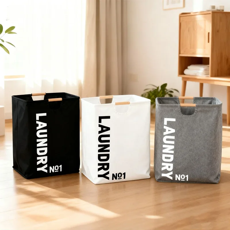 1pc Laundry Basket Foldable Large Capacity Clothes Hamper Waterproof Storage Bin with Handles for Bathroom Dorm Home