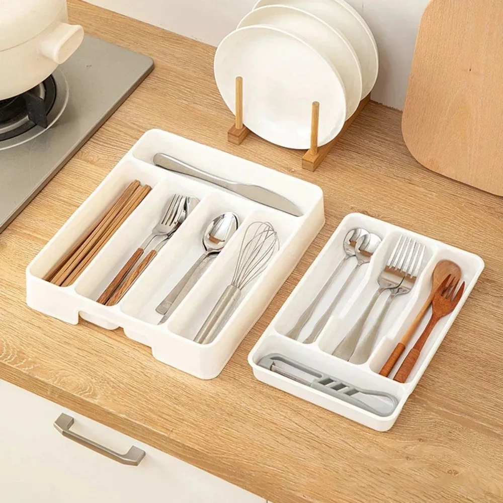 4/5 Compartment Cutlery Tray Rectangle Kitchen Drawer Organizer for Spoon Fork Separation Easy-Clean Home Storage Box decorative - Image 10