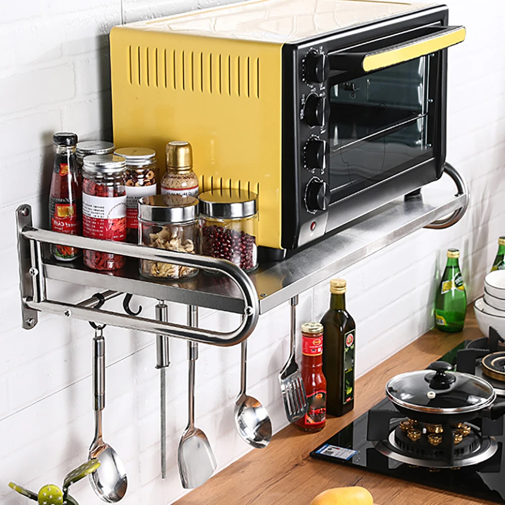 Microwave Oven Rack Stainless Steel Microwave Oven Shelf Wall-Mounted Kitchen Shelf Kitchen Shelves Counter - Image 11