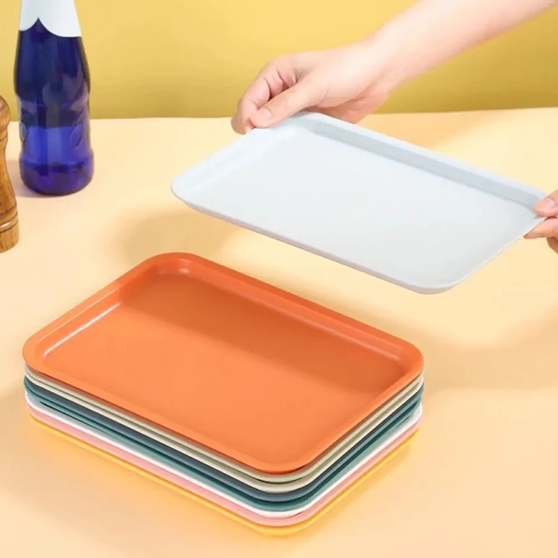 1pc Rectangular Pallet Nordic Multiple Colors Plastic Storage Tray Food Bread Pan Hotel Service Kitchen Fruit Dessert Tray - Image 3