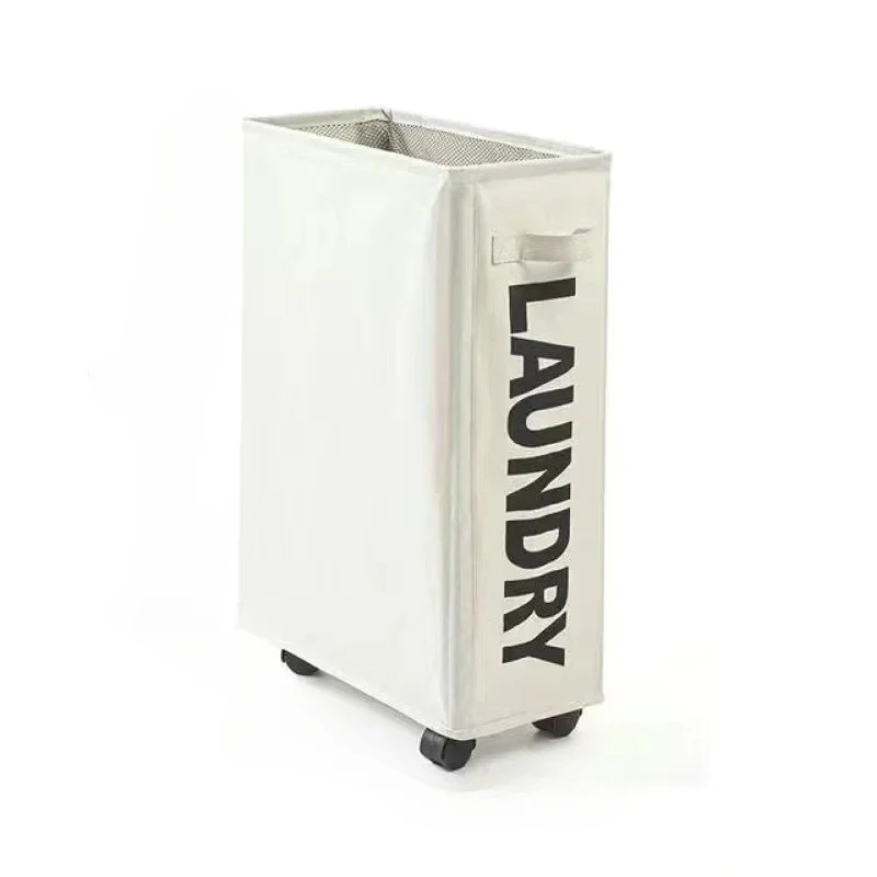 Beige Foldable Laundry Basket with Wheels, Large Waterproof Storage for Dirty Clothes Yoga Mat Home Organization - Image 6