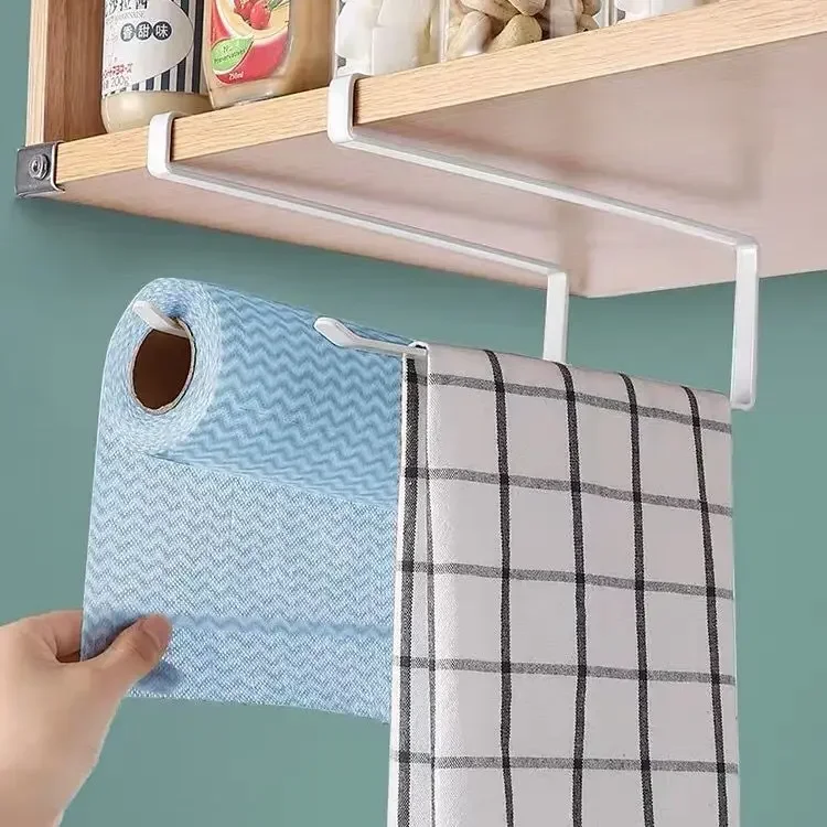 No Punching Kitchen Paper Towel Holder Cabinet Hanger Wall Mounted Toilet Roll Storage Rack Bathroom Accessories - Image 14