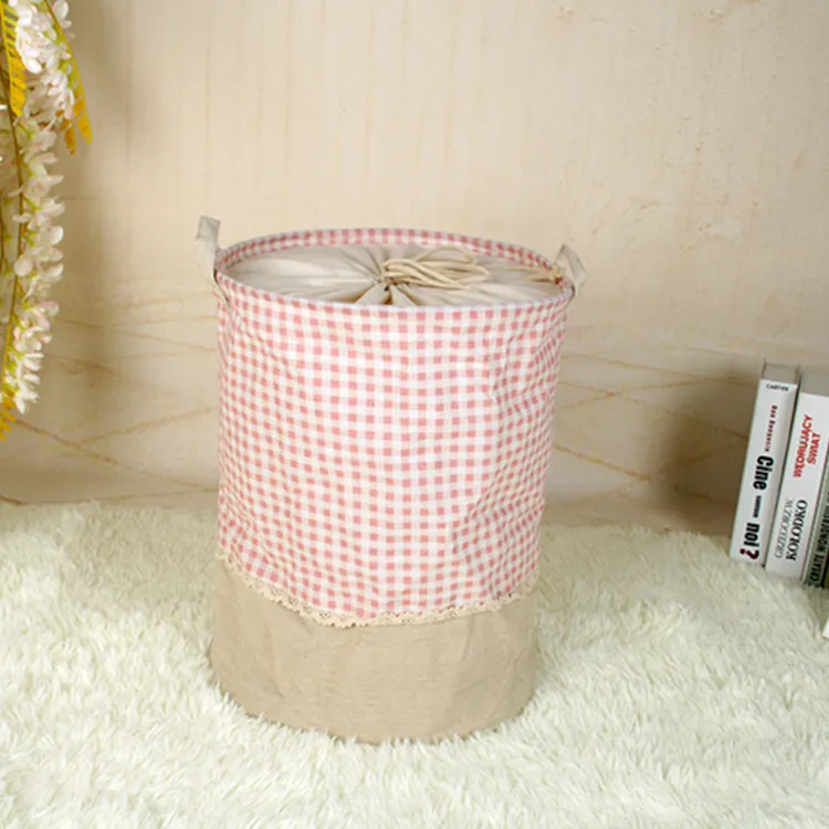 Zakka 3 Sizes The beam port Linen Multi-function Handle Stackable storage barrel Laundry basket Toy Storage box storage basket - Image 10