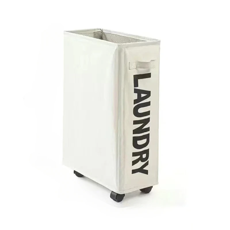 Beige Foldable Laundry Basket with Wheels, Large Waterproof Storage for Dirty Clothes Yoga Mat Home Organization - Image 7