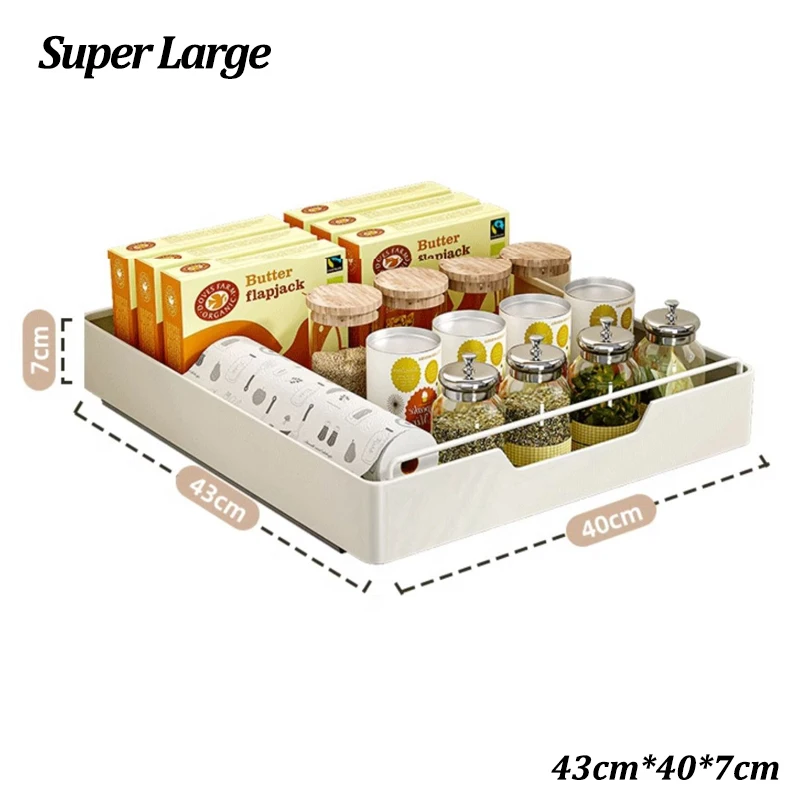Kitchen Storage Box with Sliding Rail Pull-out Cabinet Storage Rack Spice Pantry Shelves Drawer Kitchen Organizer Basket - Image 10