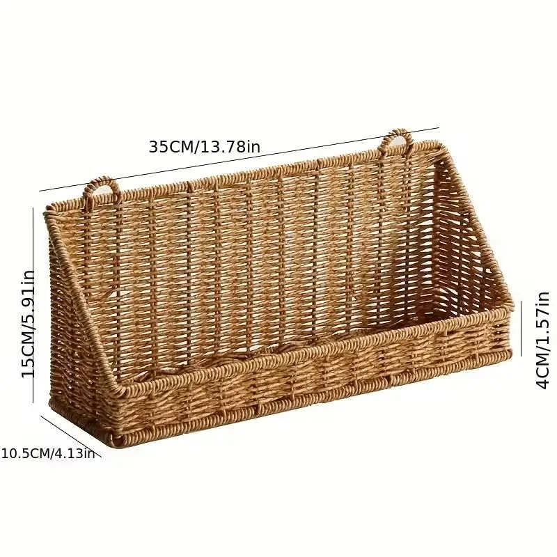 Woven Rattan Wall Storage Baskets | Adhesive Hook Hanging Shelves for Bathroom/Kitchen Organization - Image 6