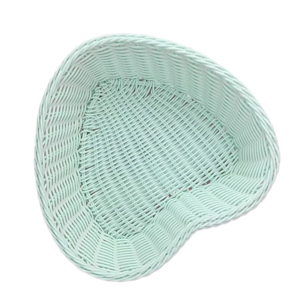 New Hand Woven Imitation Rattan Basket Plastic Heart Shape Wicker Basket Storage Basket Photo Props - Image 10