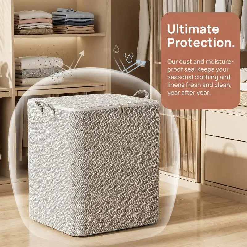 Large Capacity Clothes Storage Box 220L with Lid Organizer Bag for Laundry Basket Home Closet Bedroom Storage Solution - Image 2