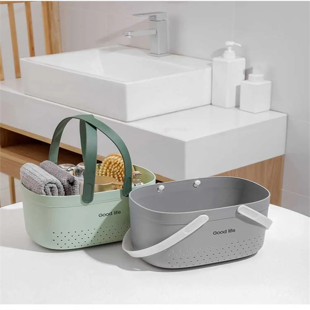 New Large Capacity Wash Basket Plastic Portable Bath Basket Silicone Handheld Space Saving Sundries Storage Basket - Image 23