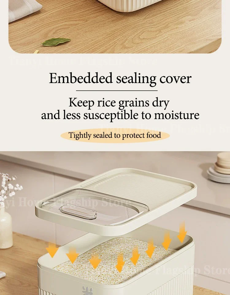 5/10/15KG Rice Storage Box Home with Lid Insect Proof Moisture Proof Rice Box Sealed Jar Kitchen Container Storing Dry Grain - Image 13