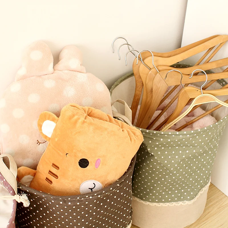Zakka 3 Sizes The beam port Linen Multi-function Handle Stackable storage barrel Laundry basket Toy Storage box storage basket - Image 3