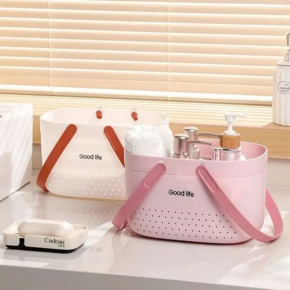 New Large Capacity Wash Basket Plastic Portable Bath Basket Silicone Handheld Space Saving Sundries Storage Basket - Image 2