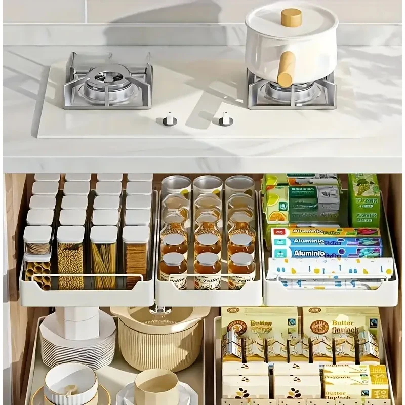 New Kitchen Storage Rack with Slide Rails Pull-out Kitchen Drawer Type Storage Tray Spice Box Storage Rack Cabinets Organizer - Image 35