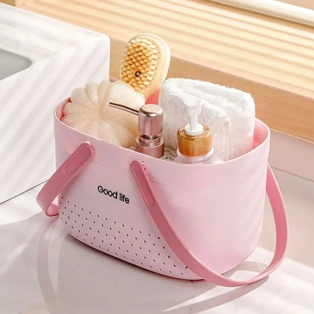 New Large Capacity Wash Basket Plastic Portable Bath Basket Silicone Handheld Space Saving Sundries Storage Basket - Image 16