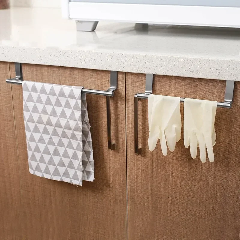 1/2 PCS Stainless Steel Towel Bar Cabinet Door Towel Hanging Bar Stainless Steel Bathroom Kitchen Cabinet Door Towel Wipe Rack - Image 4
