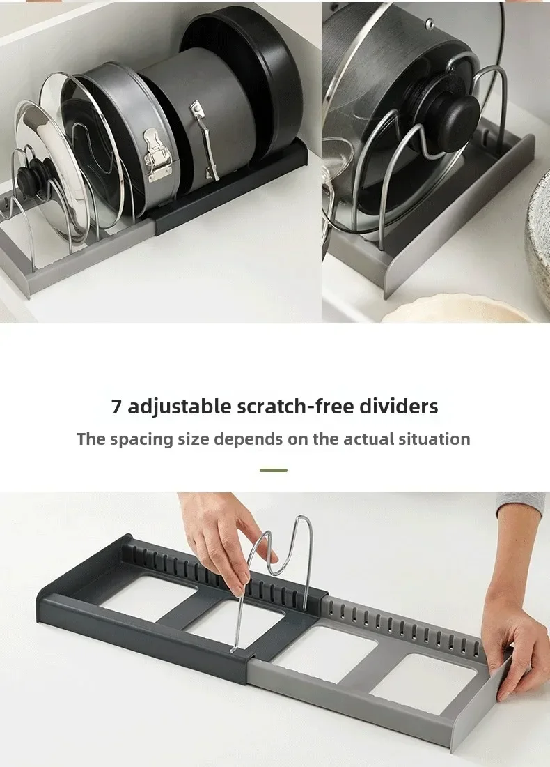 Expandable Pots and Pans Storage Rack for Cabinets Pot and Lid Holder with 6 Adjustable Shelves for Kitchen Organization Tools - Image 11