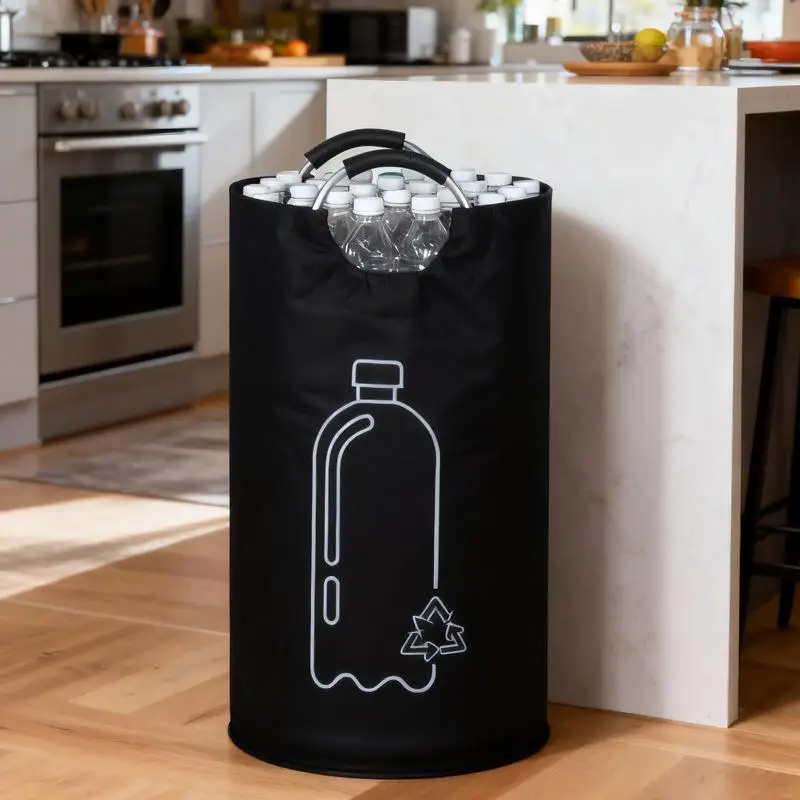 Big Space 82L Bottle Collection Basket with Comfortable Aluminum Handle, Folding Waste Bottle Storage, Recycling Bin. - Image 7