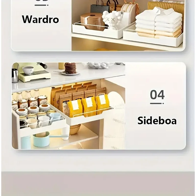 New Kitchen Storage Rack with Slide Rails Pull-out Kitchen Drawer Type Storage Tray Spice Box Storage Shelf Cabinets Organizer - Image 40