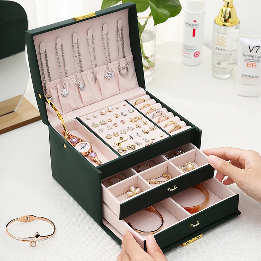 1PC, lock arch three-layer jewelry box, suitable for all kinds of jewelry storage - Image 2