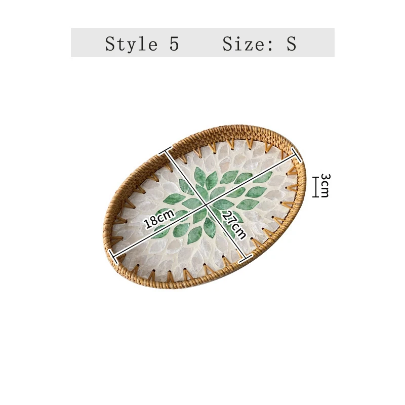 Handwoven Rattan Oval Tray with Shell Mosaic Inlay, Decorative Serving Tray for Coffee, Tea, Snacks, Bathroom Vanity Organizer - Image 20