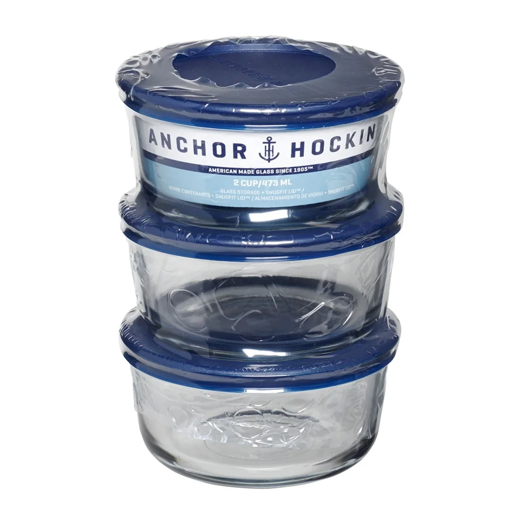 Glass Storage Containers Set of 3 BPA-Free Food Storage Round 2 Cup Microwave Safe Dishwasher Safe Stackable Storage Jars - Image 4