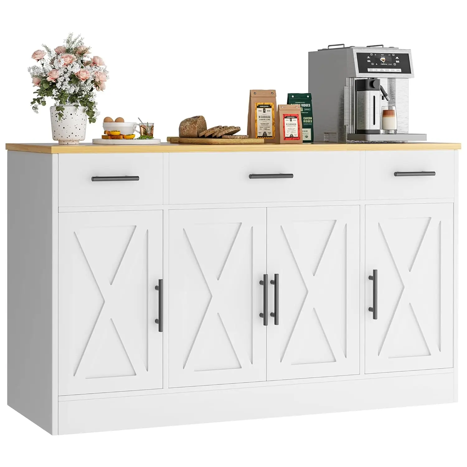 53" Large Buffet Cabinet Storage Sideboard Adjustable Shelves Drawers Kitchen Dining Room Custom - Image 8