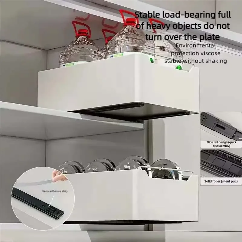 New Kitchen Storage Rack with Slide Rails Pull-out Kitchen Drawer Type Storage Tray Spice Box Storage Rack Cabinets Organizer - Image 5