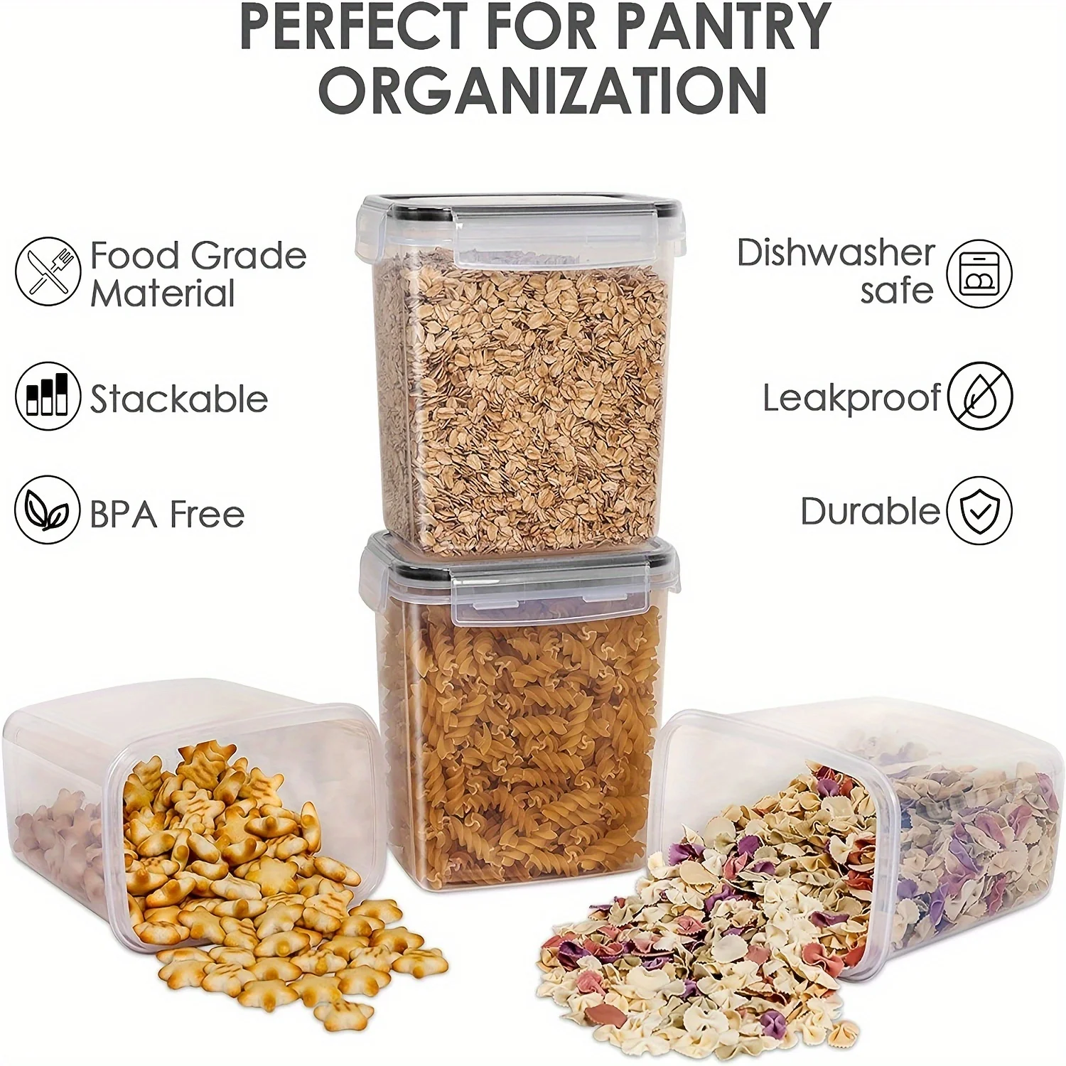 6Pcs Airtight Food Storage Containers Kitchen Pantry Storage Containers For Sugar, Flour And Baking Supplies Kitchen Accessories - Image 10