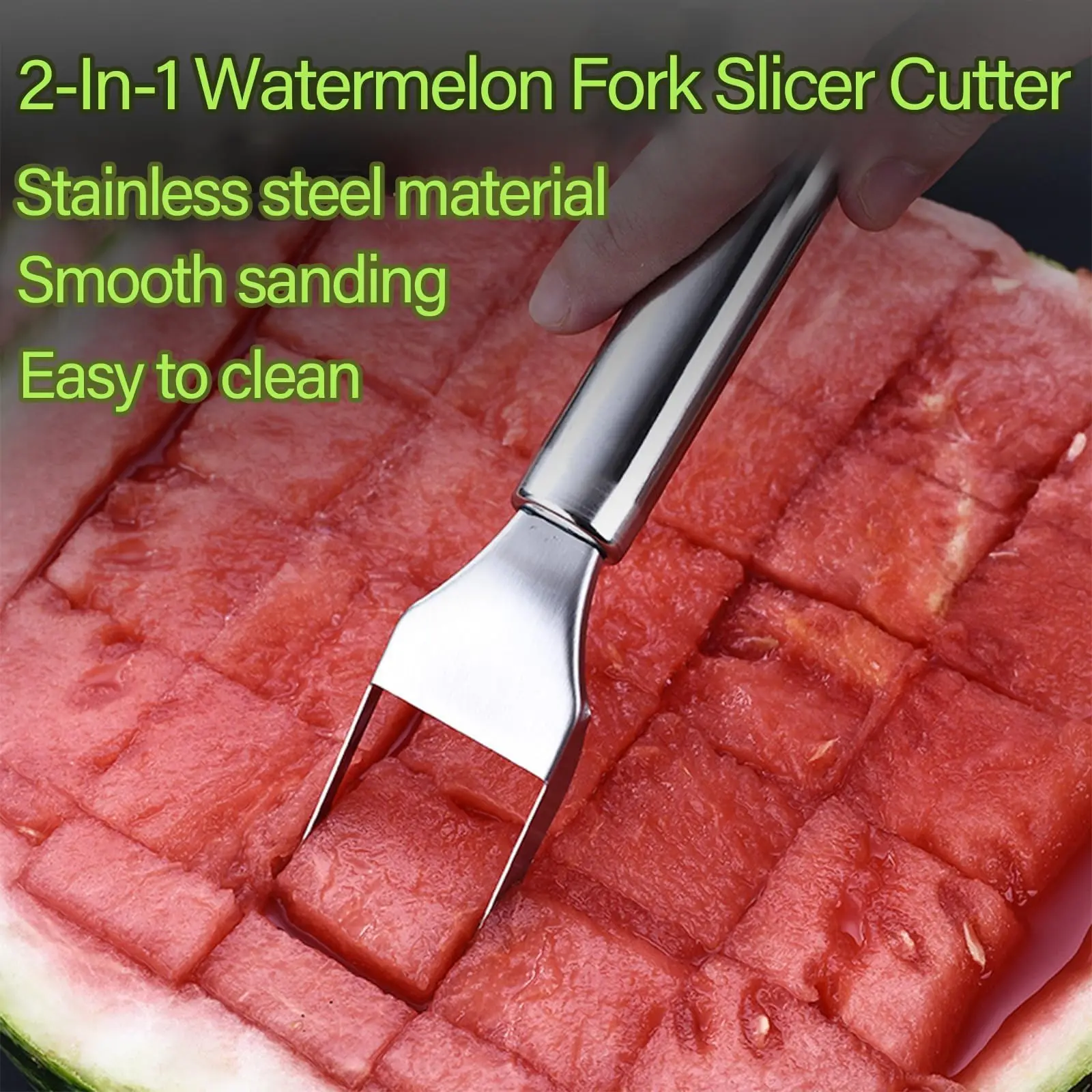2025 Newest Watermelon Slicer Tool Stainless Steel Fruit Cutter Dual Head Watermelon Fork Melon Cutter Kitchen Gadgets - Image 11