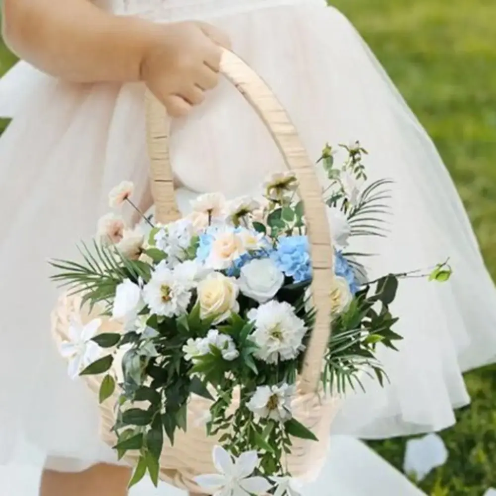 Beautiful Hand Made Flower Storage Basket Hand-Woven 3 Shapes Wicker Flower Basket Shopping Storage Hamper Basket - Image 5