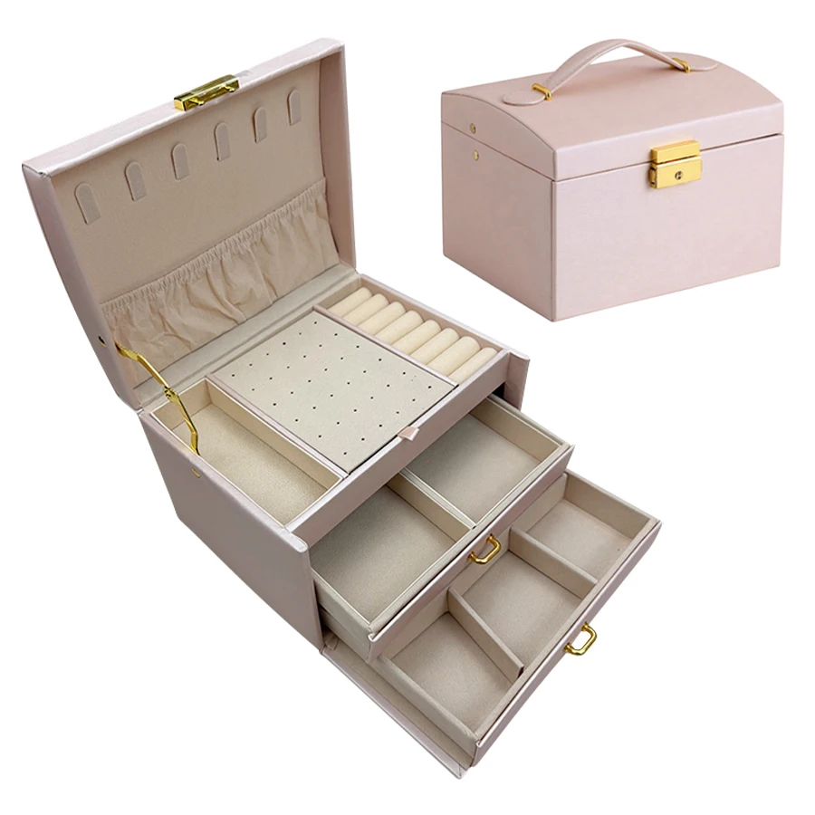 1PC, lock arch three-layer jewelry box, suitable for all kinds of jewelry storage - Image 9