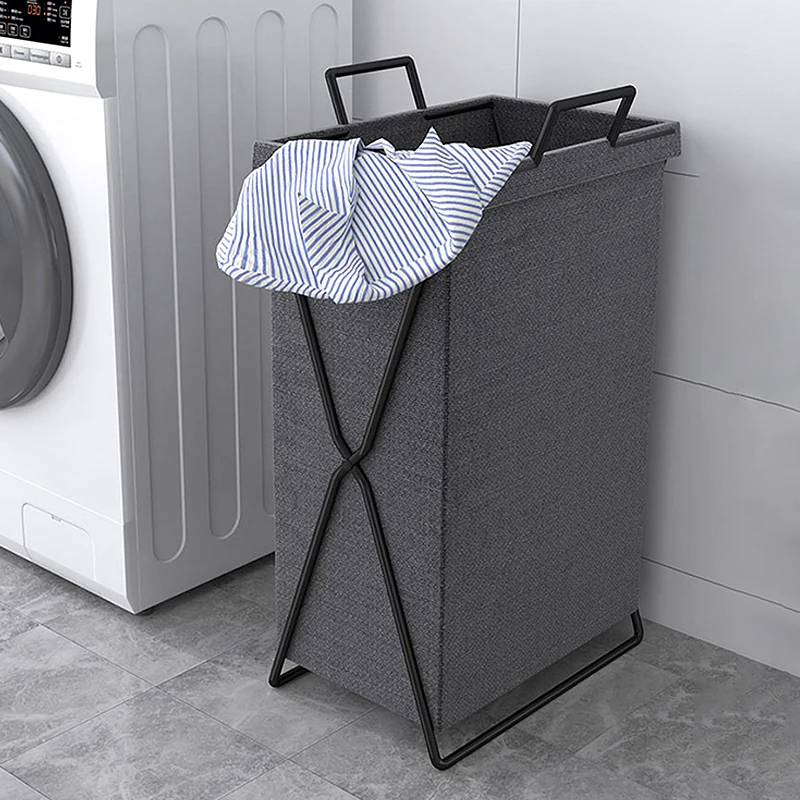 Foldable Fabric Laundry Hamper - Large Capacity Storage Basket with Metal Frame, for Bedroom, Bathroom & Home Organizing (Gray/B - Image 22