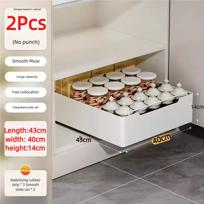 New Kitchen Storage Rack with Slide Rails Pull-out Kitchen Drawer Type Storage Tray Spice Box Storage Rack Cabinets Organizer - Image 22