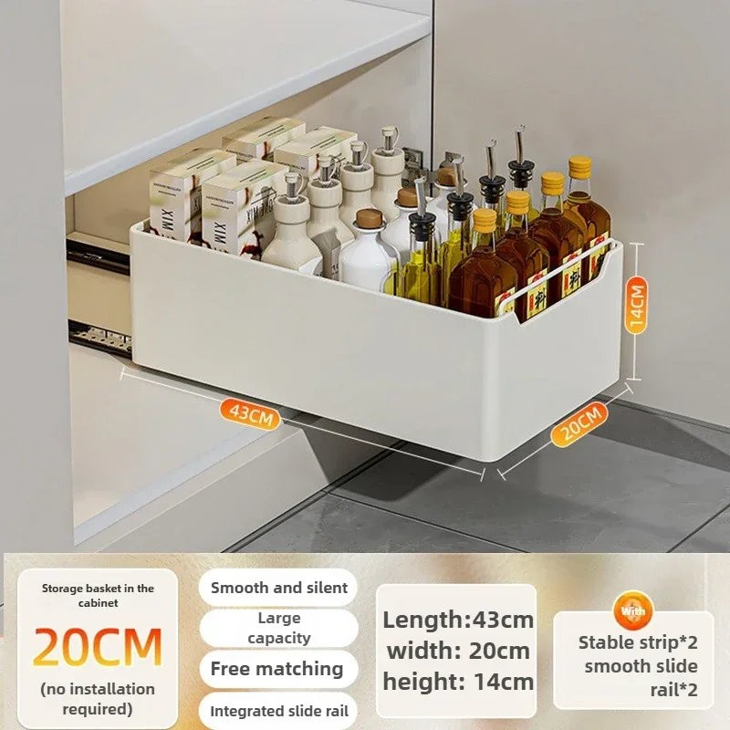 New Kitchen Storage Rack with Slide Rails Pull-out Kitchen Drawer Type Storage Tray Spice Box Storage Rack Cabinets Organizer - Image 26
