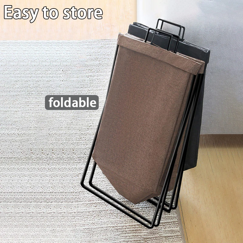 Foldable Fabric Laundry Hamper - Large Capacity Storage Basket with Metal Frame, for Bedroom, Bathroom & Home Organizing (Gray/B - Image 13