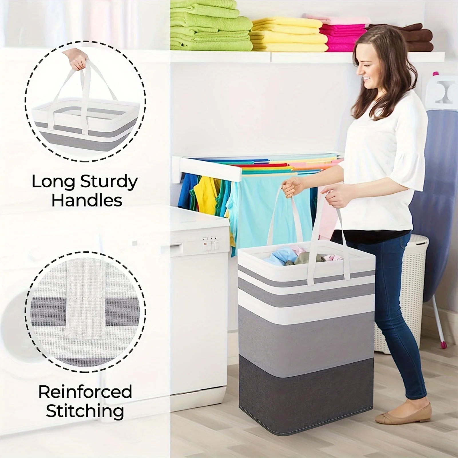 75L Laundry Baskets Large Capacity Dirty Clothes Hamper With Handles Durable Bathroom Clothes Storage Basket For Home Dorm Hotel - Image 14