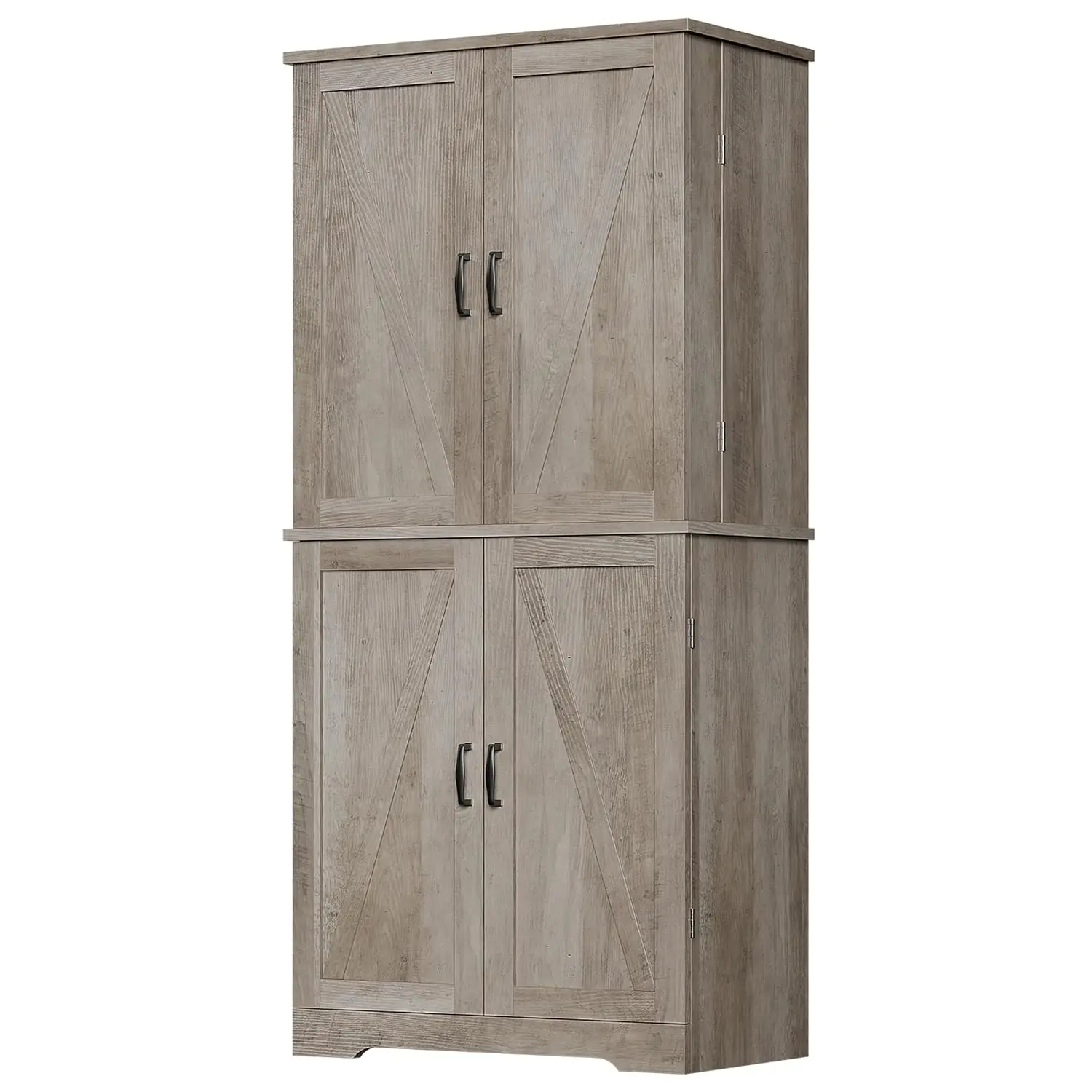 Rustic Pantry Cabinet Barn Door Drawer Adjustable Shelves 6-Tier Wood Cupboard Kitchen Dining Bath, Custom - Image 11