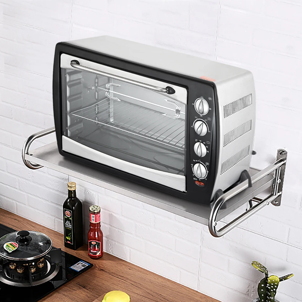 Microwave Oven Rack Stainless Steel Microwave Oven Shelf Wall-Mounted Kitchen Shelf Kitchen Shelves Counter - Image 3