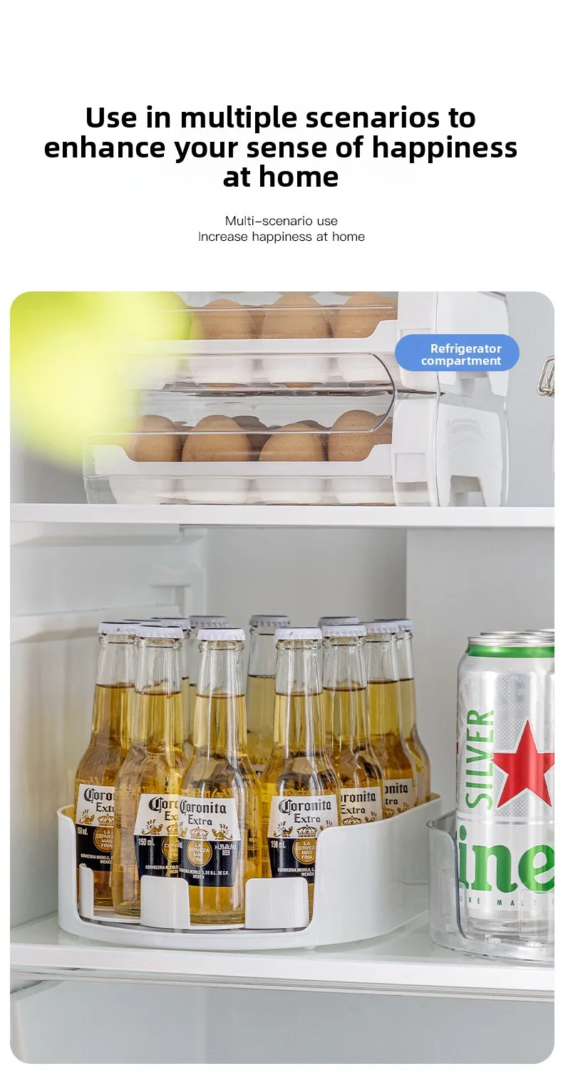 360 Rotating Refrigerator Storage Box Multifunctional Spice Organizer Simple Drink Tray for Kitchen Countertop - Image 16