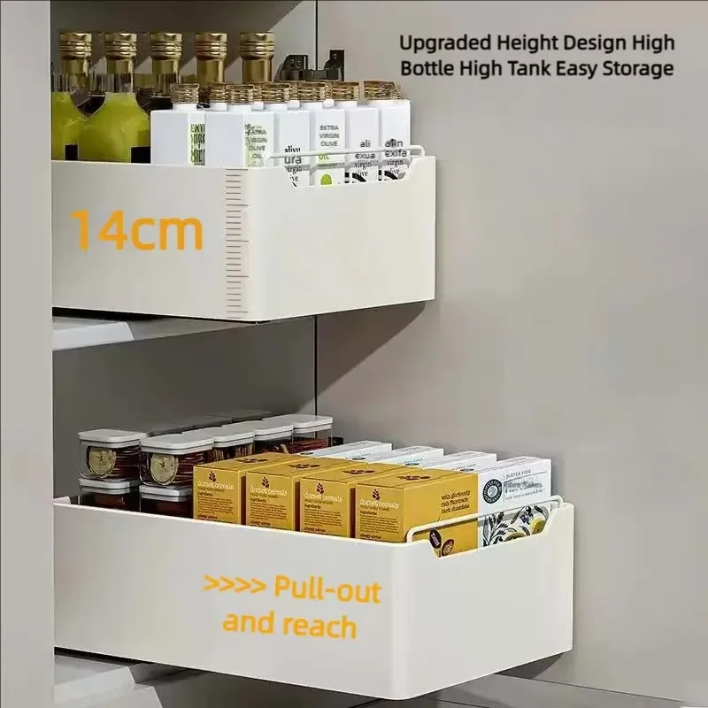 New Kitchen Storage Rack with Slide Rails Pull-out Kitchen Drawer Type Storage Tray Spice Box Storage Rack Cabinets Organizer - Image 2