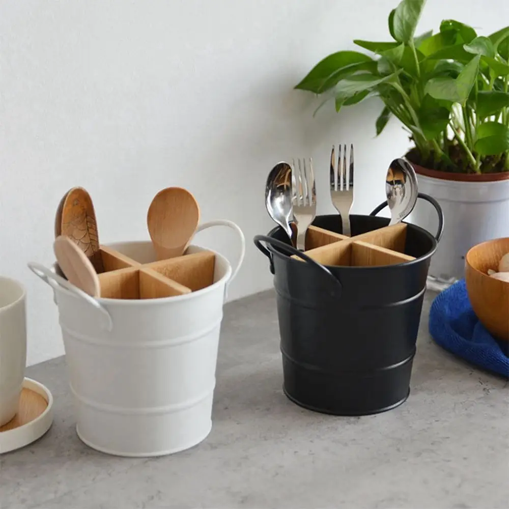 Separate Kitchenware Cooking Tool Storage Shelf Cutlery Organizer Bamboo Tableware Holder Spoon Stand Chopstick Holder - Image 5