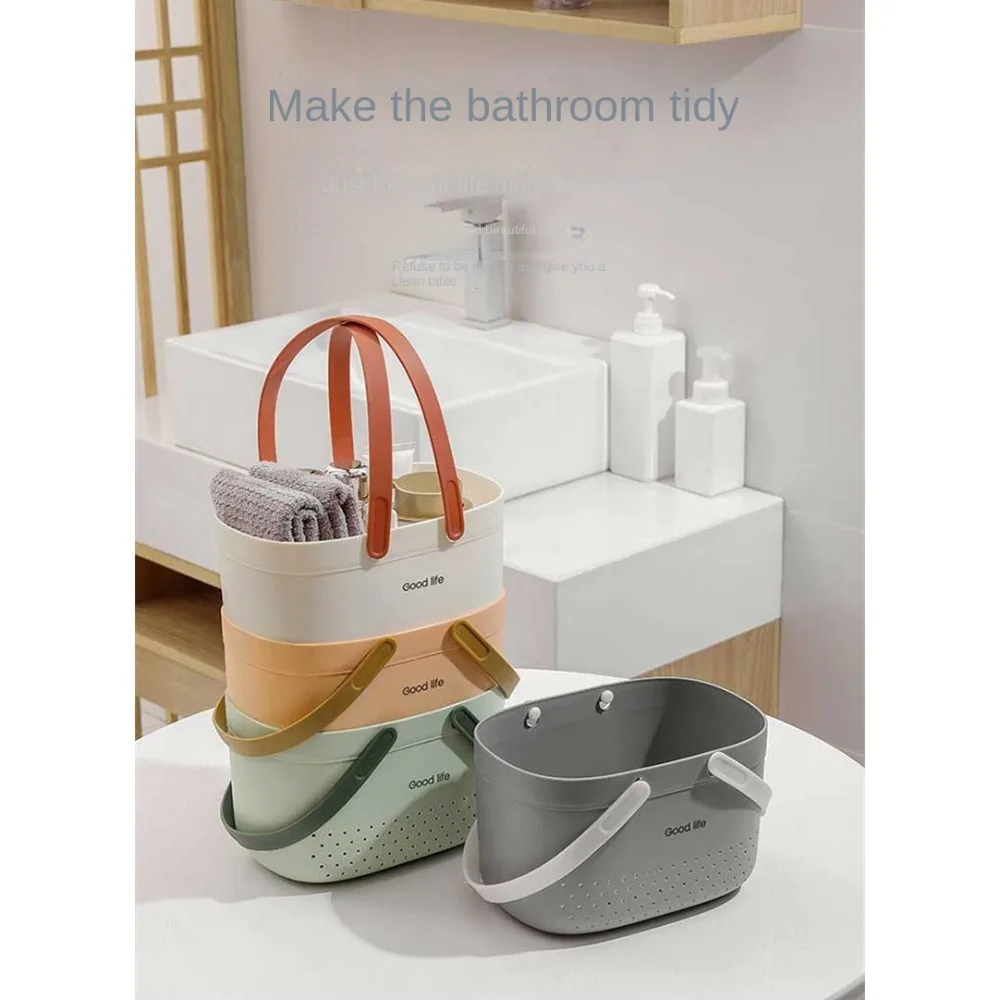 New Large Capacity Wash Basket Plastic Portable Bath Basket Silicone Handheld Space Saving Sundries Storage Basket - Image 17